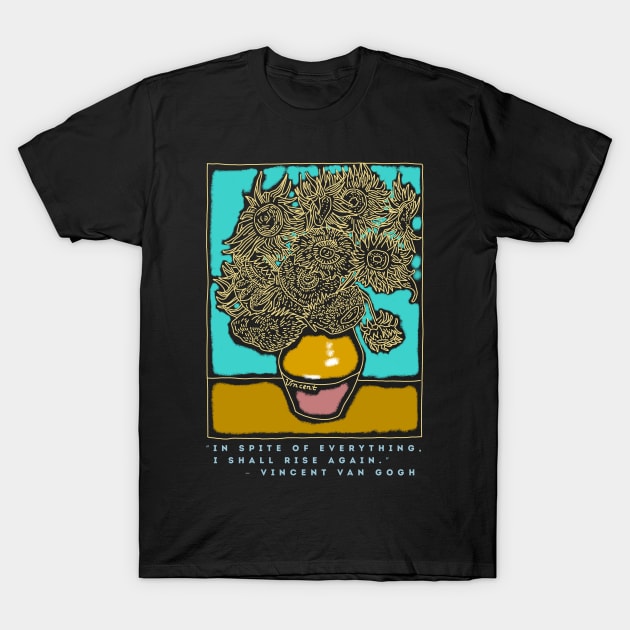 Van Gogh Vase with Twelve Sunflowers (1888–1889) T-Shirt by okpinsArtDesign